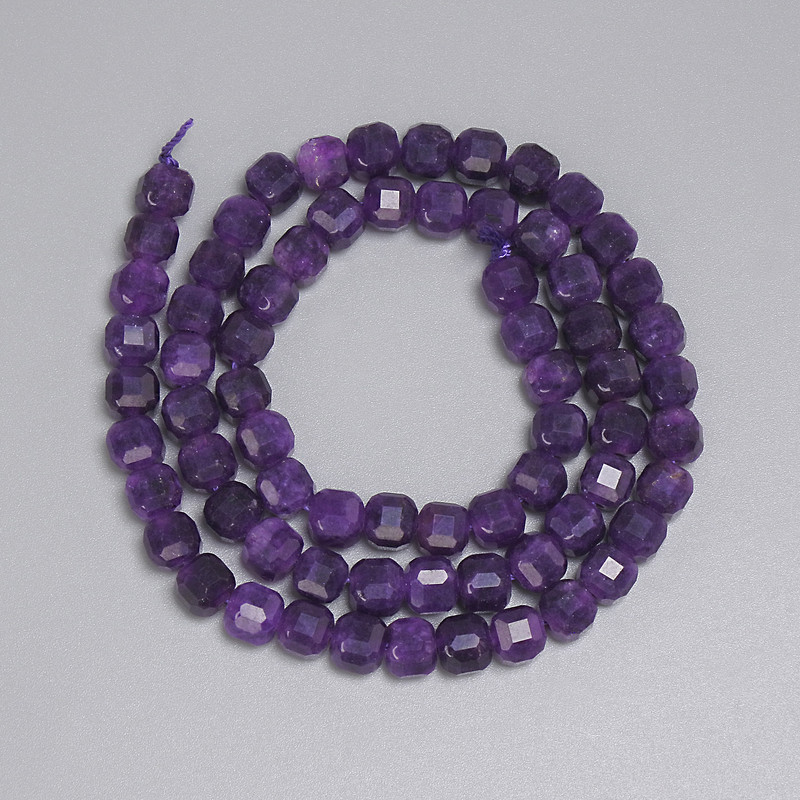 Sugilite Beads Faceted Cube 5x5mm, 38cm length on thread