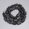 Turmaline Sherlock Cut Beads 13-15×9-10 mm ±, seed beads 3 mm ±, length 39 cm ± on thread