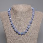 Aquamarine Beads Necklace, Faceted Diamond-shaped, diameter 9x8mm±, seed beads 3m+, length 45cm± with clasp