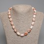 Pendant Beads Desert Jasper Barrels, diameter 14x10mm±, seed beads 5mm±, length 45cm± with clasp