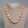 Desert Jasper Beads strand, barrel faceted beads 18×13mm±, 5mm+ seed beads, length 45cm± with clasp