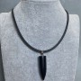 Clearance! Agate Bead Pendant 42×12 mm (±) on a rubber cord, 60 cm long + 5 cm extension chain