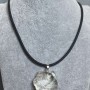 Pendant Mountain Crystal Unpolished Stone 30×24-30mm(±) Assorted sizes on elastic cord, length 60cm + 5cm chain