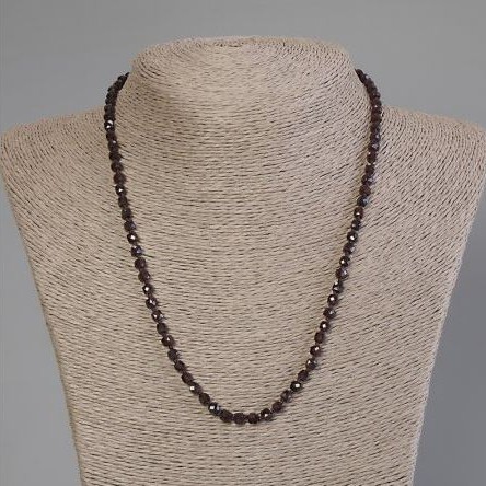 Garnet Necklace, faceted cube beads, 4x4 mm, length 45 cm ± with clasp