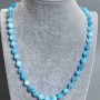 Aquamarine Necklace Granulated Bead, diameter 7.5 mm ±, length 50 cm ± with clasp