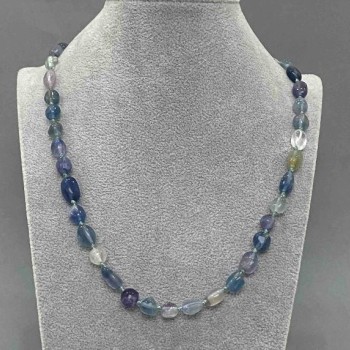Fluorite Faceted Bead Necklace, 8x9mm diameter, length 50cm ± with clasp