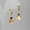 Citrine polygon earrings 10–12×8 mm +/- with 4 mm tourmaline cubes +/-, length 33 mm +