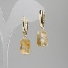 Earrings Citrine faceted cylinder 15x9mm+-, length 36mm+