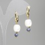 Earrings Pearl with Barilo 10x9, 5mm+-, Sapphire faceted bead 5.5mm+-, length 33mm+-