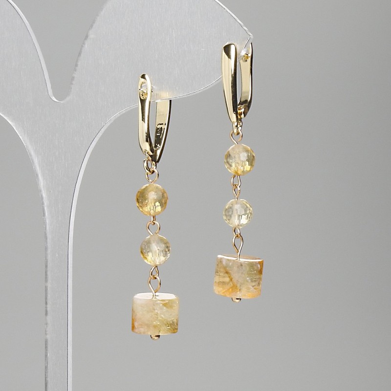 Citrine Faceted Round Bead 6mm+- Cylindrical 9×6mm+-, total length 46mm+-