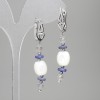 Earrings with Pearl Shell Baril 10x9, 5mm+-, Sodalite Rondelle 6x2mm+-, Labradorite Cube 4mm+-, length 52mm+-