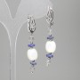 Earrings with Pearl Shell Baril 10x9, 5mm+-, Sodalite Rondelle 6x2mm+-, Labradorite Cube 4mm+-, length 52mm+-