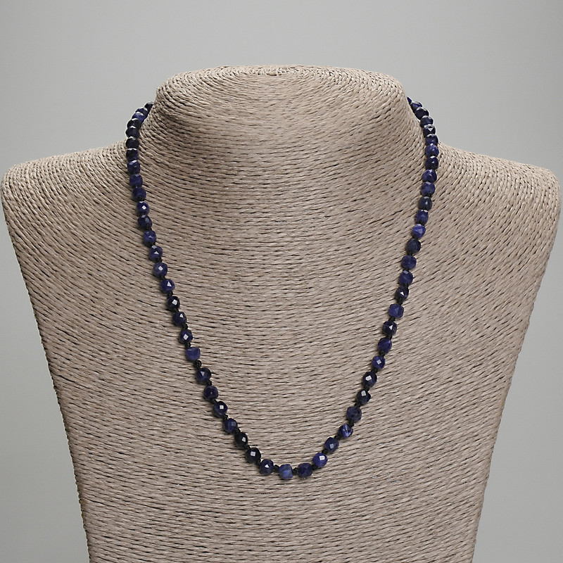 Sodalite Beads Faceted Cube, diameter 4.5×4, 55mm+-, length 45mm+- with clasp