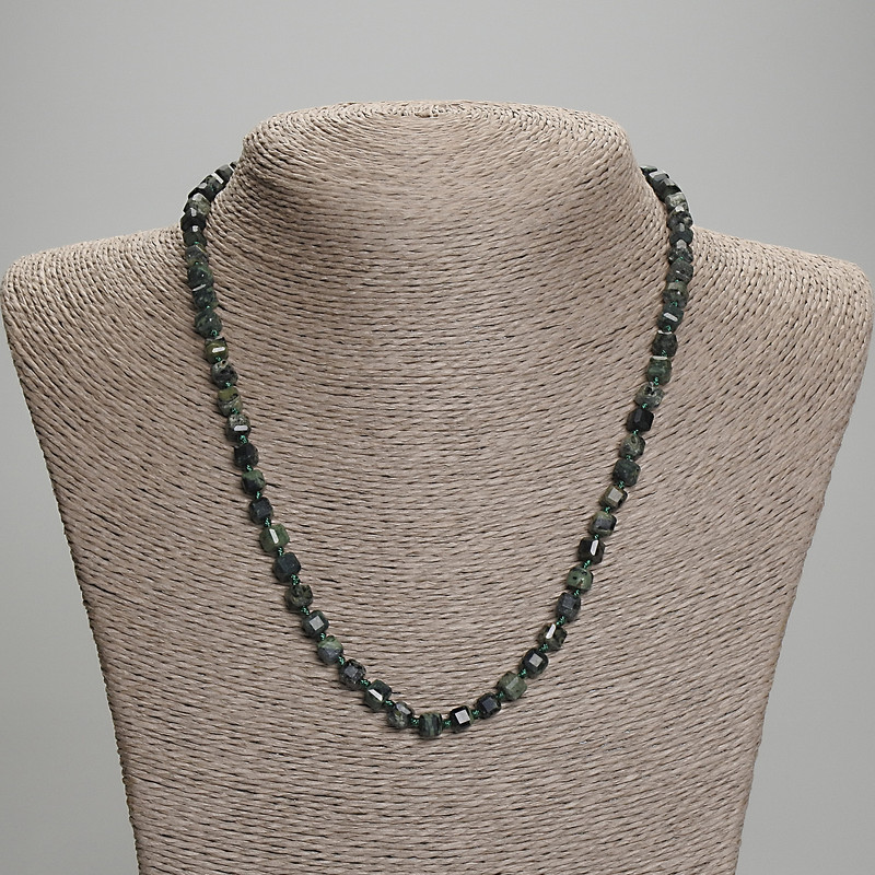 Ocean Jasper Faceted Cube Bead Necklace, 5x5 mm diameter cubes, 45 cm length, with clasp