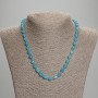 Aquamarine Beads Necklace with Faceted Barrel Beads 8×6 mm ±, 3 mm Seed Beads ±, Length 45 mm ± with Clasp