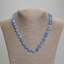 Aquamarine Beaded Necklace with Faceted Diamond-Shaped Beads, diameter 10x8, 5mm+- seed beads 3mm+-, length 45mm+- with clasp