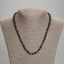 Necklace of Black Tourmaline, faceted cube, 5x5mm±, beads 3mm±, length 45mm±, with clasp