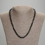 Necklace Black Tourmaline Faceted Cube, 5x5mm diameter, length 45mm with clasp