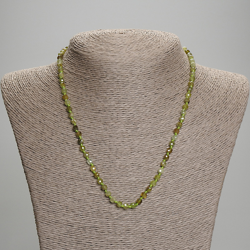 Grossular Garnet Faceted Cube Necklace, 4x4 mm cube facets, approx. 45 cm length with clasp