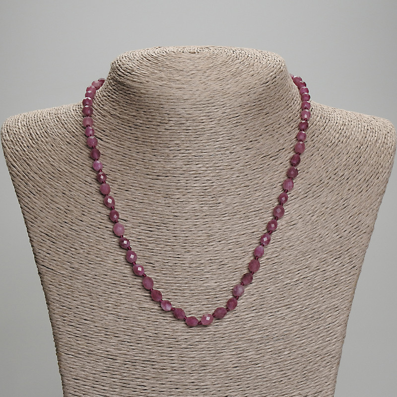 Faceted Tourmaline Bead Necklace, 6x5 mm, length about 45 cm, with clasp