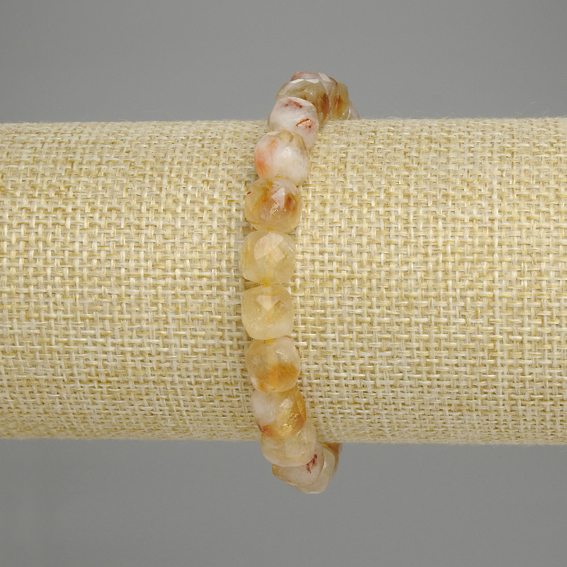 Faceted Citrine Cube Bracelet 8x8mm, 18 cm