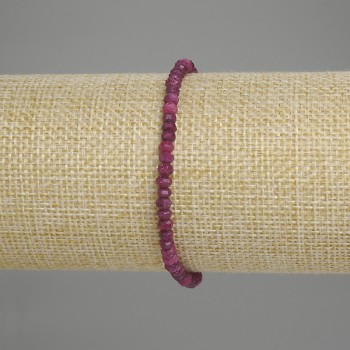 Bracelet Rubies Faceted Rondelle 4x3mm+-, length 18cm +