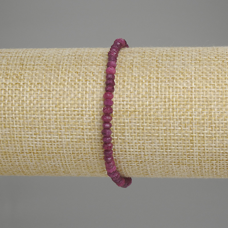 Bracelet Rubies Faceted Rondelle 4x3mm+-, length 18cm +