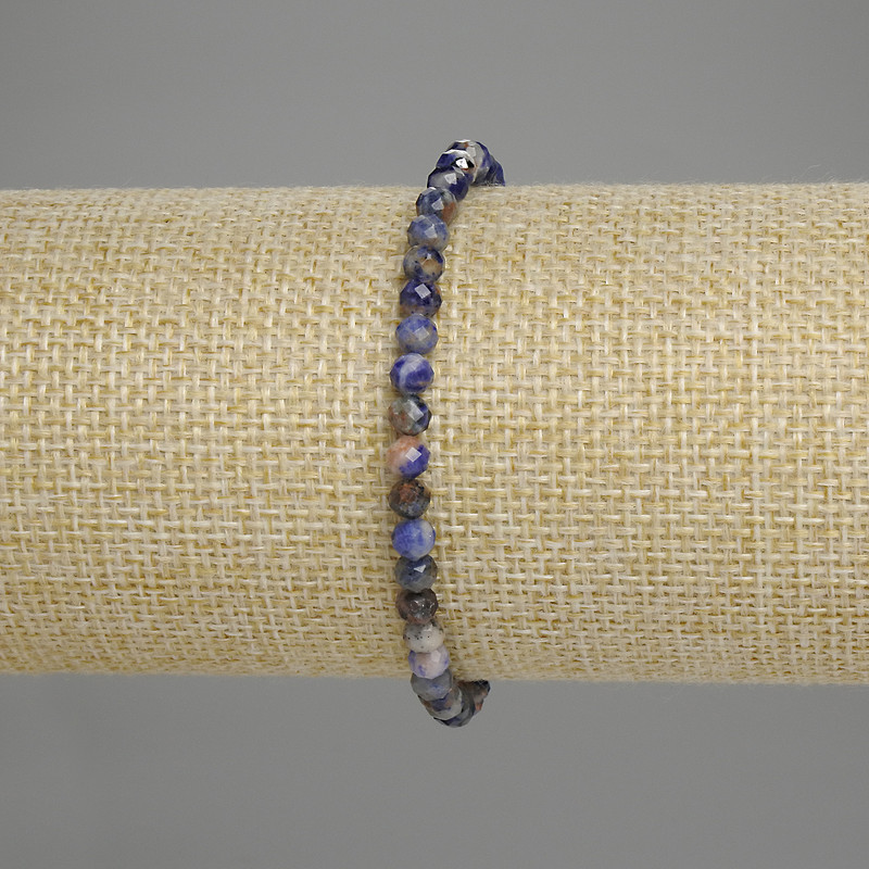 Sodalite Bracelet Faceted Round Beads 4mm+-, length 18cm +