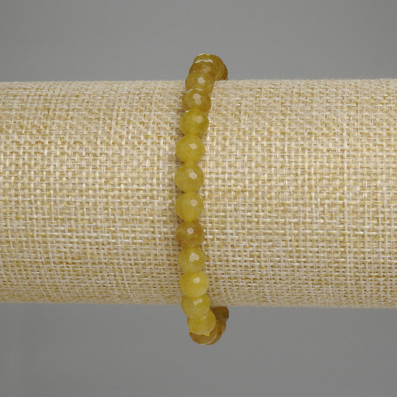 Bracelet Yellow Quartz Faceted Bead 6mm+-, length 18cm +