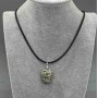 Pyrite Pendant Unpolished in Weaving, diameter assortment 25×12×37-20×15×30mm± on cord, length 50cm±5cm± chain