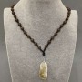Pendant Citrine Raw Wrapped 38x47x17mm+- on a cord with beads, length 60cm+