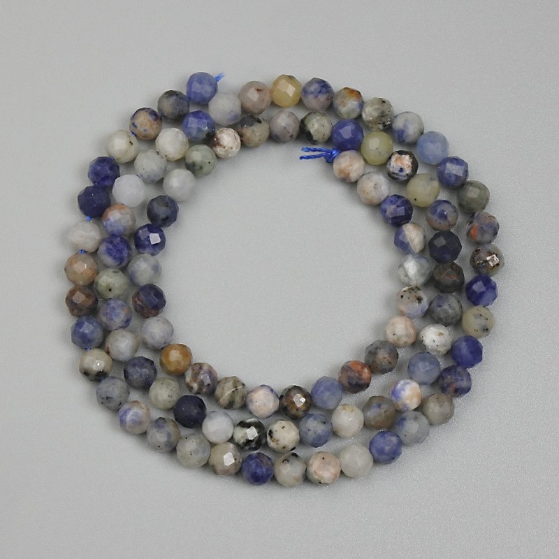 Sodalite Beads, Faceted Round 4mm ± on Thread, 40cm+ length