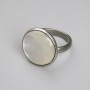 Ring 18mm+ Pearl, silver metal size various