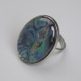 Ring with Halolite oval 27×20 mm ±, silver metal