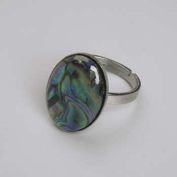 Ring, Haliotis Oval 19×14 mm ±, without backing, silver metal</name