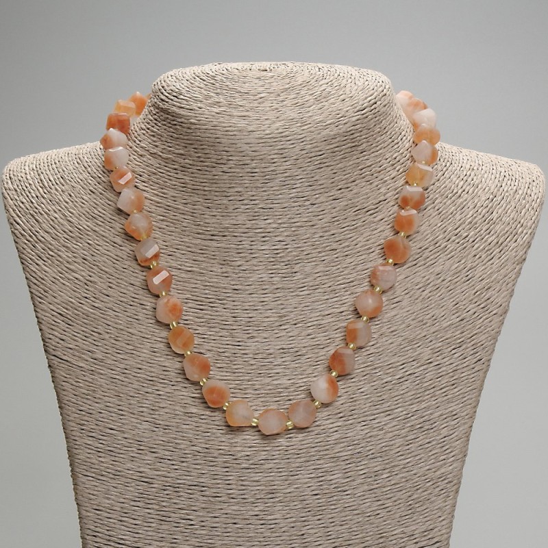 Carnelian Beads with Faceted Diamond Shape, 10x9mm, 3mm Seed Beads, 45cm Length with Clasp