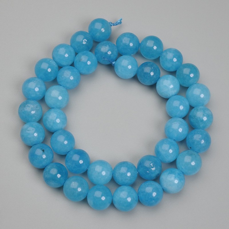 Aquamarine Beads smooth round 10.5 mm on thread, length 38" ±