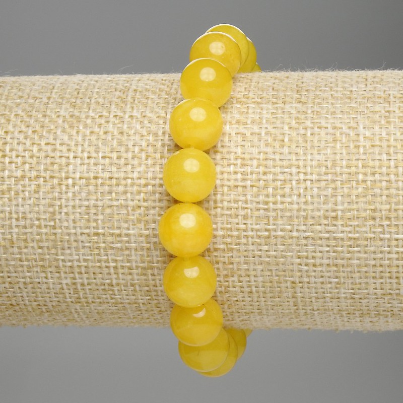 Citrine Bead Bracelet, smooth round beads 10mm diameter, stretchy 18cm length