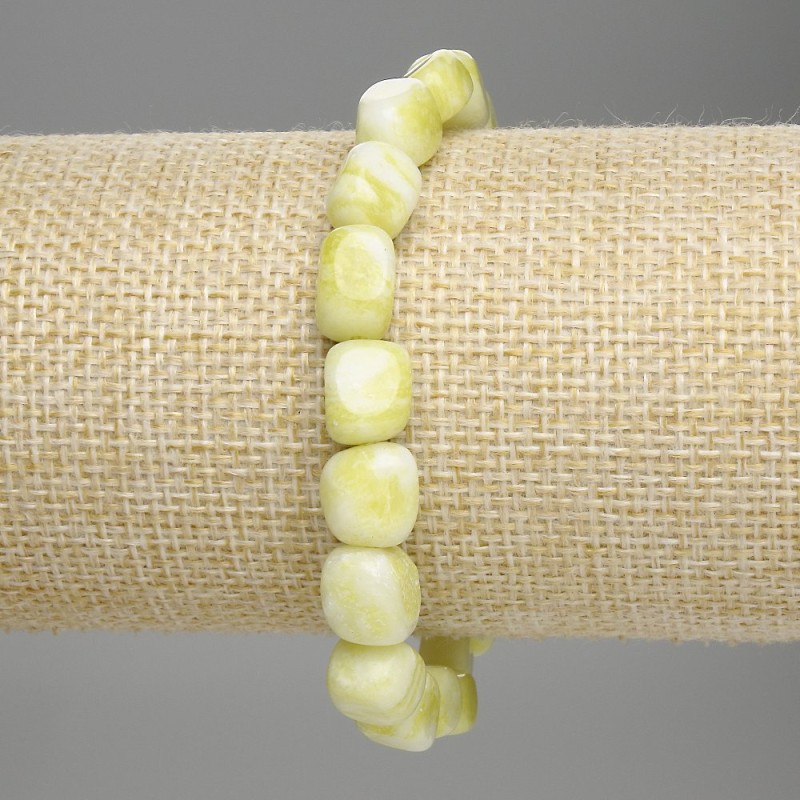 Jadeite Bead Stretch Bracelet, 9-10×8 mm, 18 cm long