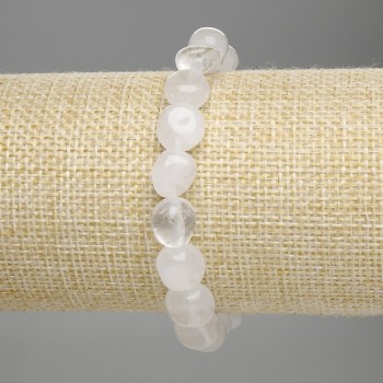 Bracelet Mountain Crystal Brushed Faceted Beads, diameter 8-10x9mm±, length 18cm±, stretch