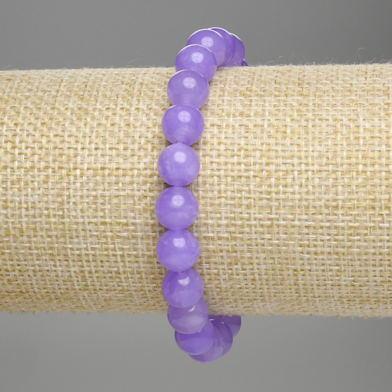 Lavender Amethyst Smooth Bead Bracelet, 8mm diameter, 18cm length, stretch