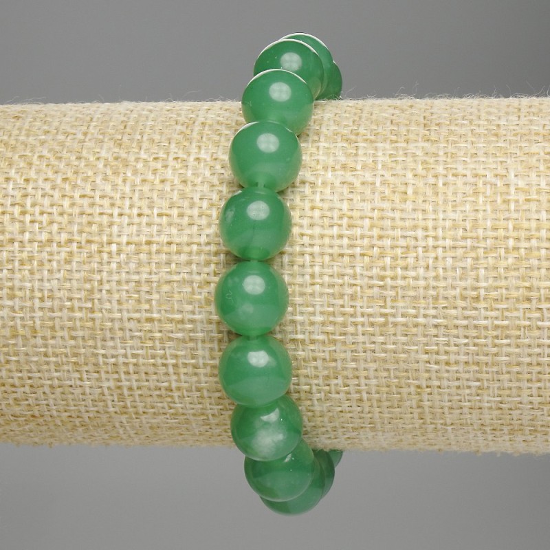 Chrysoprase Bracelet Smooth Beads, 10mm diameter, 18cm length stretch