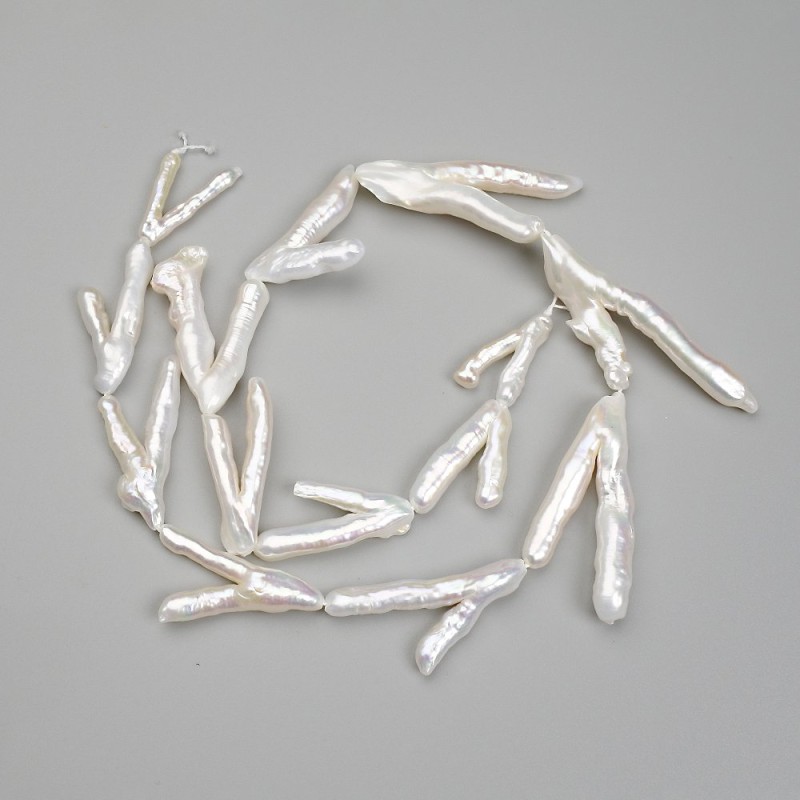 Baroque Pearl Beads with a Petrol Tint 21-33×15-17mm ±, length 37cm±