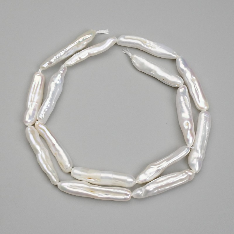 Baroque Pearls with Petrol Colour Tint 24-25×5-5, 5mm +-, length 39cm+