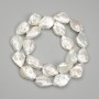 Baroque Pearls with petrol iridescence, diameter 19-21×14-14.5 mm, 5mm +/-, cord length 39 cm+