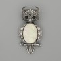 Brooch Pendant Owl with Mother-of-P Pearl 60x29mm±, black rhinestones, silver metal