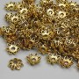 Ribbon end cap for beads, gold color, diameter 8 mm±, hole diameter ~1.9 mm±, packaging 20 g (~110 pcs)