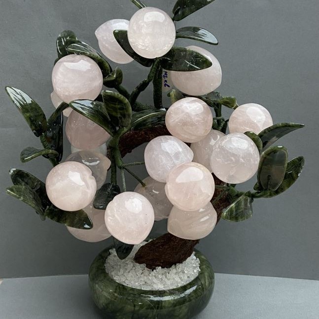 Decorative Tree with Natural Stone Pink Quartz 33-37mm+ flexible branches ~, length 25cm+