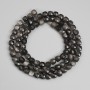 Beads, Silver Obsidian, faceted cube 4x4mm +-, length 39cm+- on thread