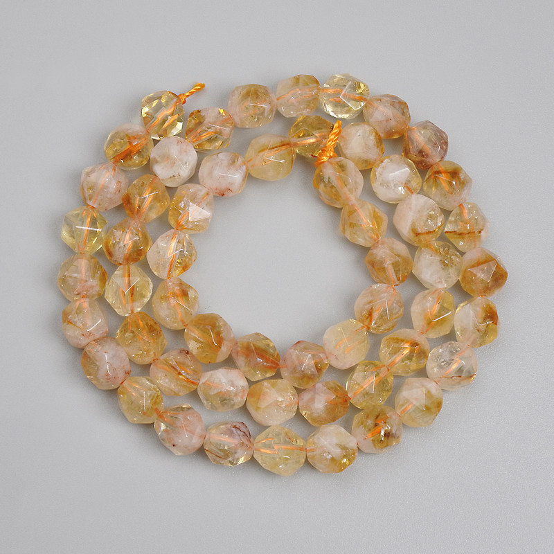 Citrine Beads Faceted 7×6 mm ±, length 37 cm ± on thread